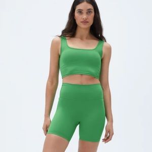 Adanola Womens Bike Shorts and Crop Tank Set in Green